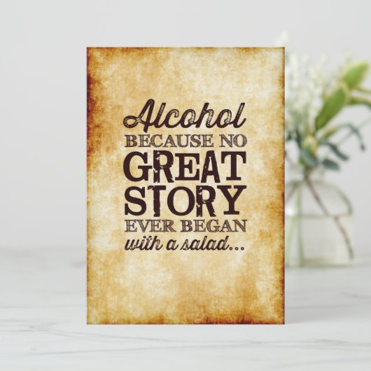 Invitation Parchemin 5x7 Panneau de tableau Alcool parce que (Debout devant)