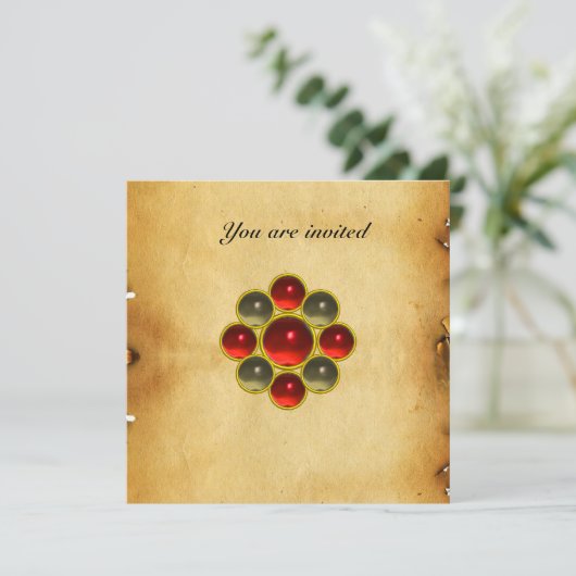 Invitation Parchemin agate rubis MON (Debout devant)