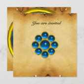 Invitation Parchemin bleu saphir MON (Devant / Derrière)