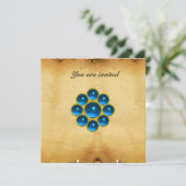 Invitation Parchemin bleu saphir MON (Debout devant)