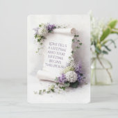 Invitation Parchemin de mariage blanc avec lilas et hydrangea (Debout devant)