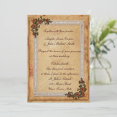 Invitation Parchemin, dentelle et fleurs (Debout devant)