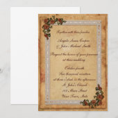 Invitation Parchemin, dentelle et fleurs (Devant / Derrière)