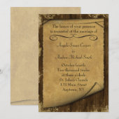 Invitation parchemin et look du bois (Devant / Derrière)