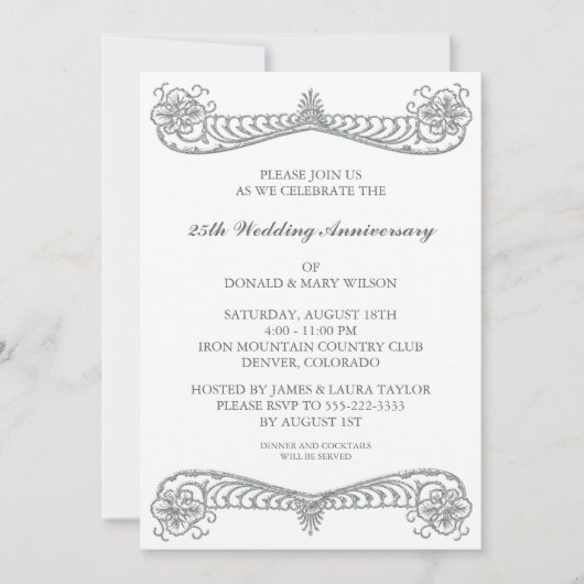 Invitation Parchemin Fleur d'Argent 25e Anniversaire de Maria (Devant)