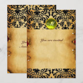 INVITATION PARCHEMIN JAUNE MONOGRAMME PIERRE PRÉCIEUSE DAMASK (Devant / Derrière)