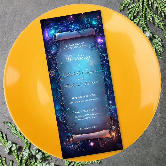 Invitation Parchemin Mariage de contes fées enchantées de la