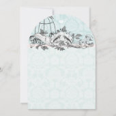 Invitation Parchemin Musical Oiseaux Vintage Bleu Aqua (Devant)