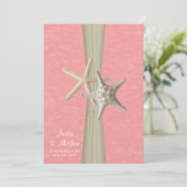 Invitation Parchemin rose et mariage de la plage de Starfish (Debout devant)
