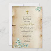Invitation Parchemin rustique avec baptême orthodoxe à l'euca (Devant)