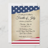 Invitation Parchemin Rustique et Drapeau Américain du 4 juill (Devant)