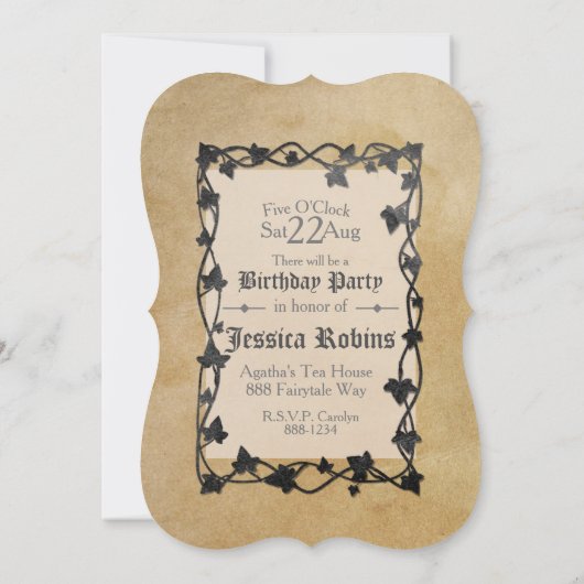 Invitation Parchemin Rustique Papier Fairy Tale Thème Château (Dos)