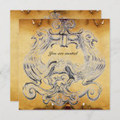 Invitation Parchemin TAROT blanc brun noir (Devant / Derrière)