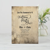 Invitation Parchemin vintage Ghost Gothique Fête d'Halloween (Debout devant)