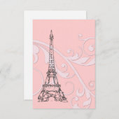 Invitation Parchemins roses et tour Eiffel (Devant / Derrière)
