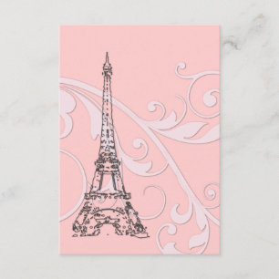 Invitation Parchemins roses et tour Eiffel