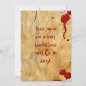 Invitation Parchment Splatter de sang Maison hantée (Dos)