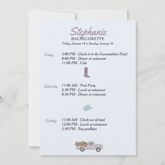 Invitation Parcours Austin Texas Bachelorette (Devant)