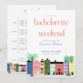 Invitation Parcours de célibataire à Charleston Rainbow Row (Devant / Derrière)