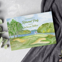 Parcours de golf à l'aquarelle avec fête de retrai
