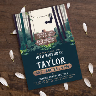 Invitation Parcours de Zipline en Forêt Anniversaire Aventure