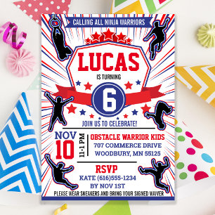Invitation Parcours d'obstacles pour fête d'anniversaire de N