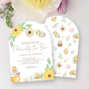Invitation Parents à Aquarelle Abeille Baby shower Bumblebee