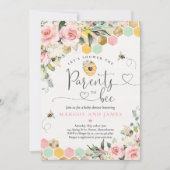 Invitation Parents À Avoir Verdure Baby shower rose et or (Devant)