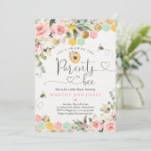 Invitation Parents À Avoir Verdure Baby shower rose et or (Debout devant)