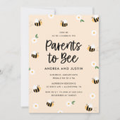 Invitation Parents à Bee Bumblebee Baby shower floral (Devant)