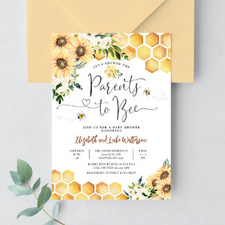 Invitation Parents abeilles tournesol à l'abeille bébé Shower