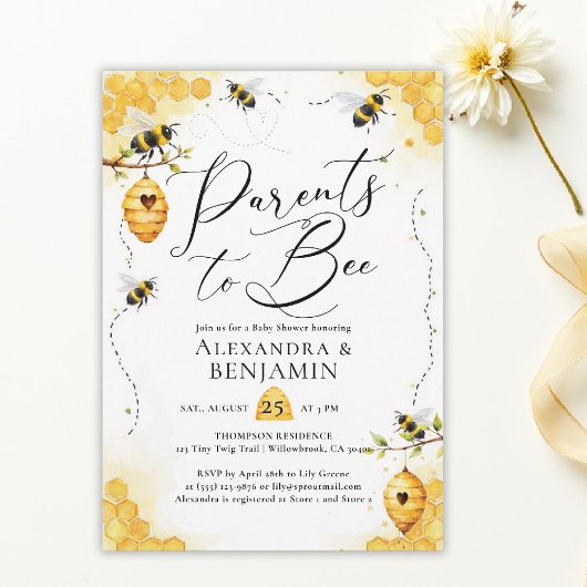 Invitation Parents Bee Summer Watercolor Coed Baby Shower