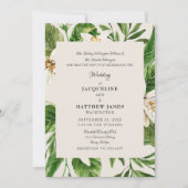 Invitation Parents de feuillage modernes Crème Mariage Mat (Devant)