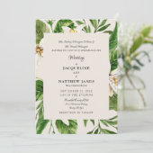 Invitation Parents de feuillage modernes Crème Mariage Mat (Debout devant)
