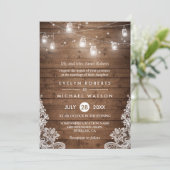 Invitation (Parents mariés) Mason Jars Lights Lace Mariage (Debout devant)
