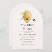 Invitation Parents To Bee Watercolor Honey Bee Baby Shower  (Devant / Derrière)