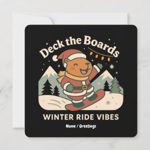 Invitation Parer les planches Cute Santa Capybara en snowboar