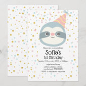 Invitation paresse, paresse mignonne, illustration animale (Devant / Derrière)