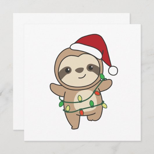 Invitation Paresseux Noël Animaux d'hiver Paresseux (Devant / Derrière)