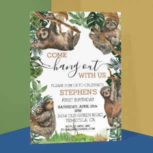 Invitation Paresseux Viens traîner avec nous pour l'anniversa