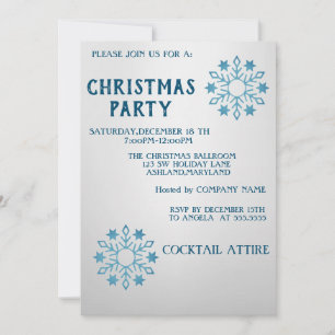 Invitation Parfait, Cool, Flakes Bleu Noël