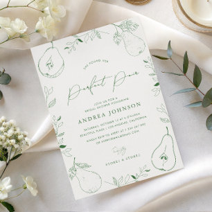 Invitation Parfait Duo Mariage Thème Poire Dessinée à la Main