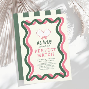 Invitation Parfait Match Pickleball Green Wavy Fête des marié
