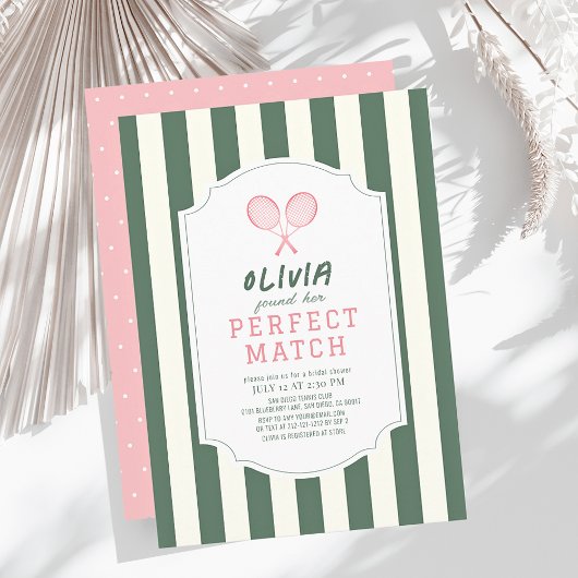 Invitation Parfait Match Tennis Green Stripes Fête des mariée