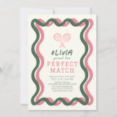 Invitation Parfait Match Tennis Green Wavy Fête des mariées (Devant)