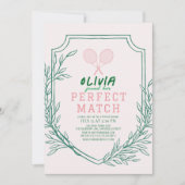 Invitation Parfait Match Tennis Retro Fête des mariées rose (Devant)