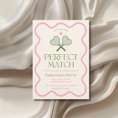 Invitation Parfait Match Tennis Rose & Fête des mariées verte