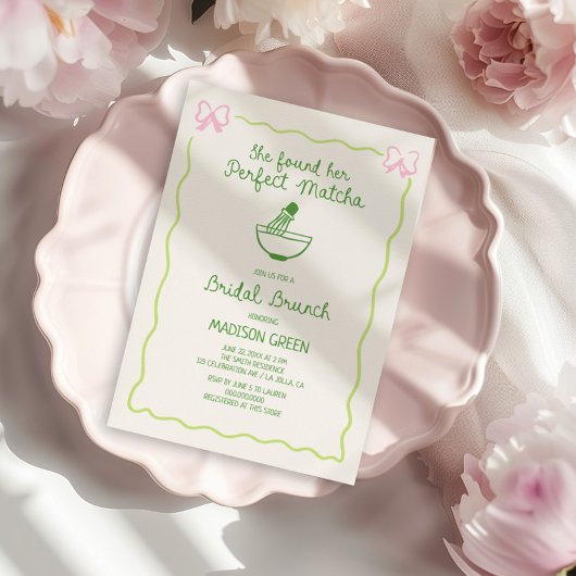 Invitation Parfait Matcha Main tirée nuptiale Brunch