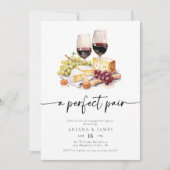 Invitation Parfait Paire Aquarelle Vin Fromage Fiançailles (Devant)