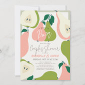Invitation Parfait Paire Rose & Vert Couples Pear Douche (Devant)
